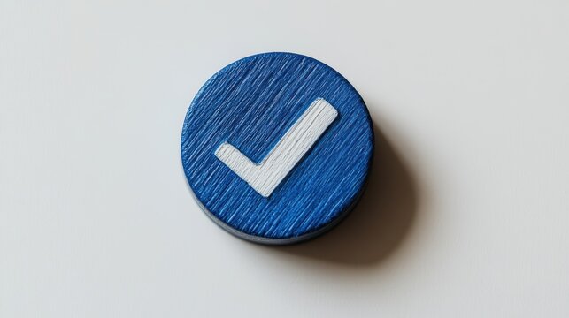 Verified Approval - Blue Check Mark Icon on White Background