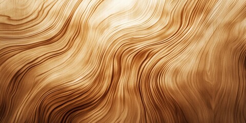 Abstract wood grain texture with flowing, wavy lines and warm, golden hues, creating an elegant and natural pattern that adds depth and movement to the surface