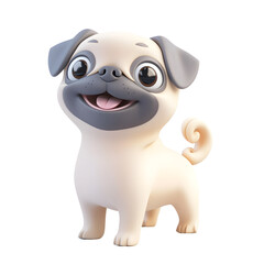 Fototapeta premium Playful and Charming Pug Portrait in Pastel 3D Render