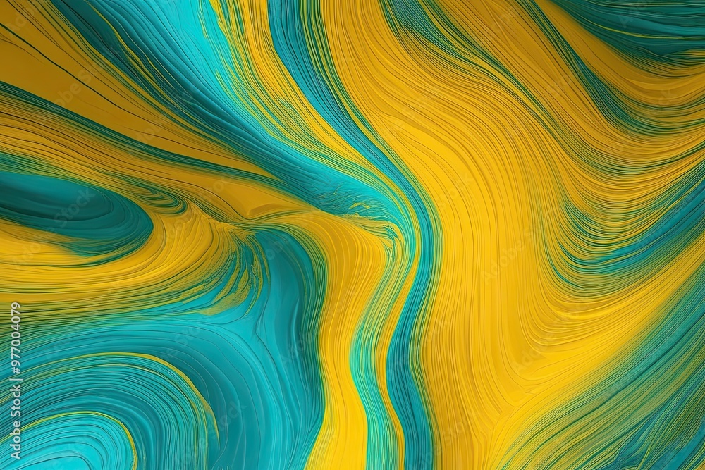 Poster vibrant yellow and turquoise abstract gradient background featuring dynamic textures and eye-catchin
