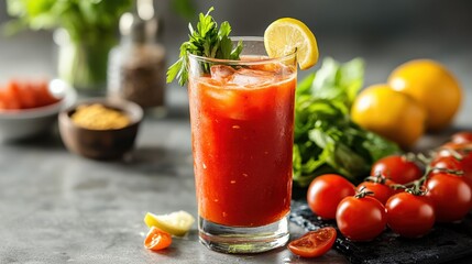 Cocktail with Tomato Juice and Herbs