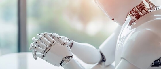 A humanoid robot interacting with elderly individuals in a care facility, representing the role of AI and robotics in caregiving and social assistance