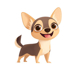 Playful Chihuahua with Wagging Tail in Pastel Portrait on White Background