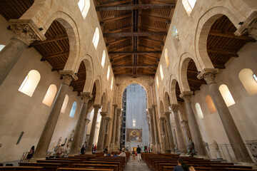 CEFALU', ITALY, JUNE 17, 2023 - The inner of the Cathedral or Duomo of Cefalù in the historic center town, province of Palermo, Italy