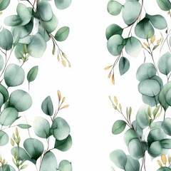 An aquarelle leaf for background, texture, frame, or border, with linden leaves in a watercolor style. Seamless background pattern. Fabric wallpaper print texture.