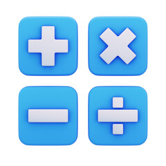 Obraz premium Math Operation Education Icon In Minimalist 3D Render
