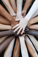 diversity concept, of group of diverse people holding hands