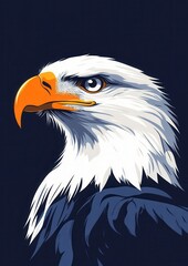 Fototapeta premium Illustration of a majestic eagle with striking features on a dark background showcasing its powerful gaze