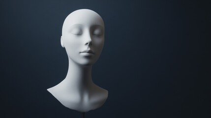 White Bust Against a Blue Background
