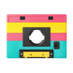 Colorful retro cassette tape with vibrant stripes and unique design