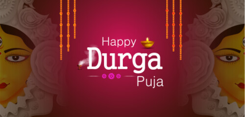 Naklejka premium vector illustration of Happy Durga Puja India festival holiday background