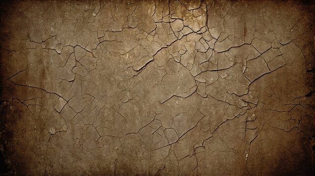 A depiction of cracked earth with warm brown tones, illustrating dryness and desolation in an abstract style.