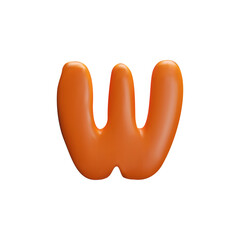 3D illustration with the English letter w in orange.
