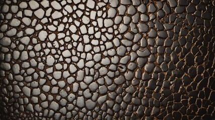 Surface resembling pebbles formed by cracks, presenting a visually engaging texture that evokes natural formations and artistry.