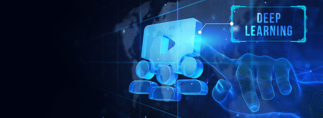 Deep learning artificial intelligence neural network. Technology, Internet and network concept. 3d illustration