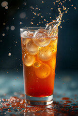 juicy cocktail with ice in a cup. Generative AI