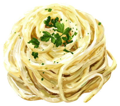 recommend clip art: PNG Creamy pasta with parsley garnish