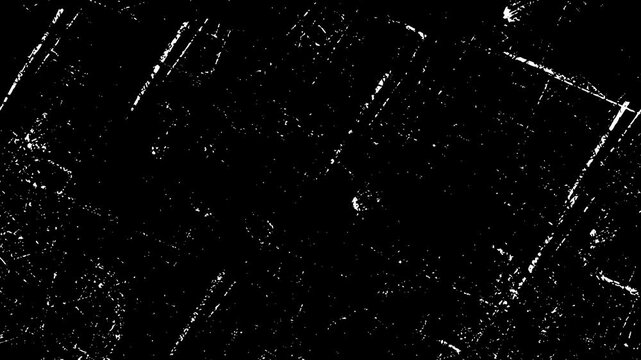 Effect of old film noise in 4K with alpha channel. White scratches and roughness on a black screen.