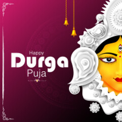 vector illustration of Happy Durga Puja India festival holiday background