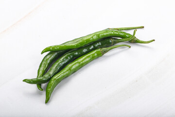 Hot and spicy green chili pepper