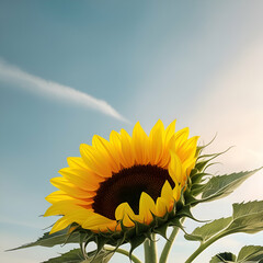 sunflower on blue sky background