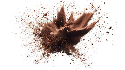 Chocolate Powder Explosion on White Background