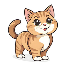Fototapeta premium Playful Portrait of Adorable American Curl Kitten in Cartoon Style with Wagging Tail