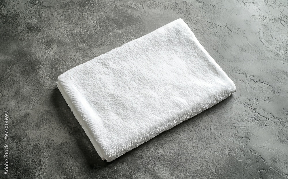 Poster a mock up template of a white cotton towel isolated on a grey background with a clipping path, in th