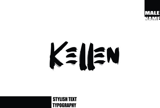 Kellen Bold Grunge And Rough Brush Text Typography Of Baby Boy Name