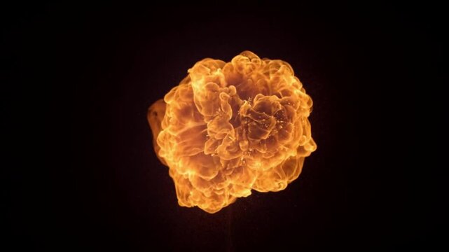 sparks in the dark that form a fireball in slow motion
