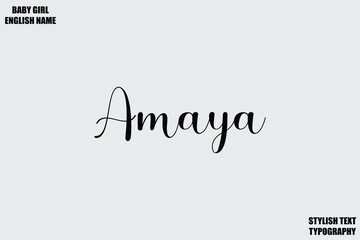 Fototapeta premium Amaya Woman's Name Hand Drawn Lettering Vector Cursive Text Typography 