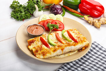 Mexican cuisine Enchiladas with meat