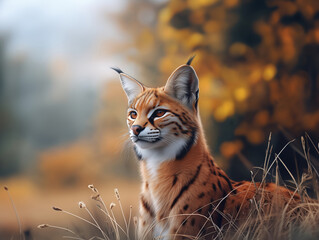 Fototapeta premium Serval, Leptailurus serval, African Wildcat Close Up Portrait in Wildlife