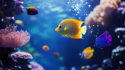 A colorful assortment of tropical fish swimming gracefully in a crystal-clear aquarium