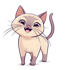 Obraz premium Playful Chibi Siamese Cat with Wagging Tail in Pastel Colors