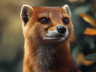 Close Up of Mongoose, Indian Mongoose, Dwarf Mongoose in Wilderness, Forest Mammal