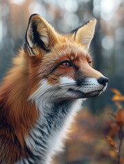 Fototapeta premium Red Fox, Vulpes vulpes, Wild Fox Close Up in Forest Wildlife