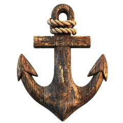 Wooden anchor decor with rope detail transparent