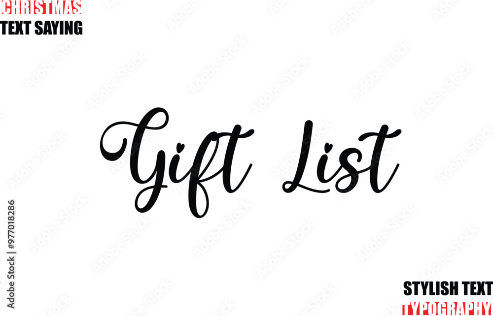 Fototapete gift list typescript cursive text christmas quote