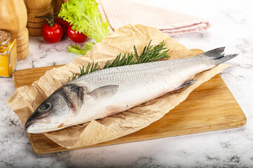 Raw seabass fish for cooking