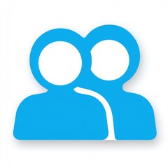 a blue icon that represents two people on a white background