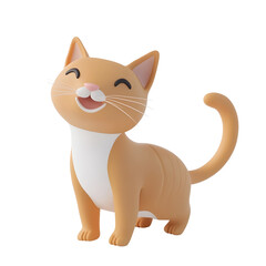Obraz premium Playful and Happy Maine Cat with Wagging Tail in Pastel 3D Render