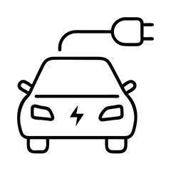 Obraz premium Electric Car Charging Icon Outline, Sustainable Transport Symbol