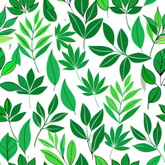 Botanical Leaf Texture with Green Foliage