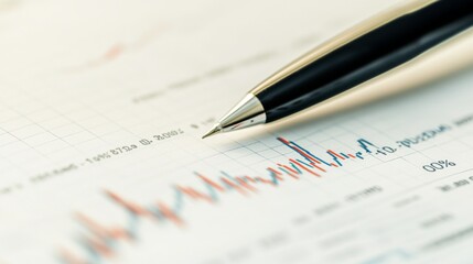 A close-up of a financial graph with rising and falling curves, showing detailed market analysis, with a clean, neutral background for emphasis.