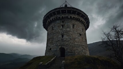 Naklejka premium tower of the castle in the evening