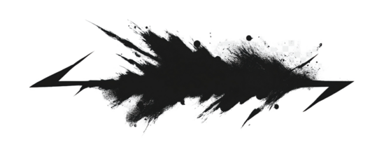 Black Ink Splatter with Arrows Transparent  background 