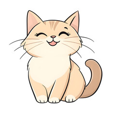 Obraz premium Joyful Chibi Cat with Wagging Tail in Pastel Cartoon