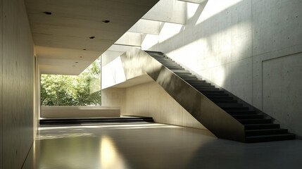 Obraz premium A contemporary modern art gallery with an avant-garde architectural approach.