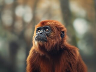 Fototapeta premium Howler Monkey Close Up in Natural Forest Habitat